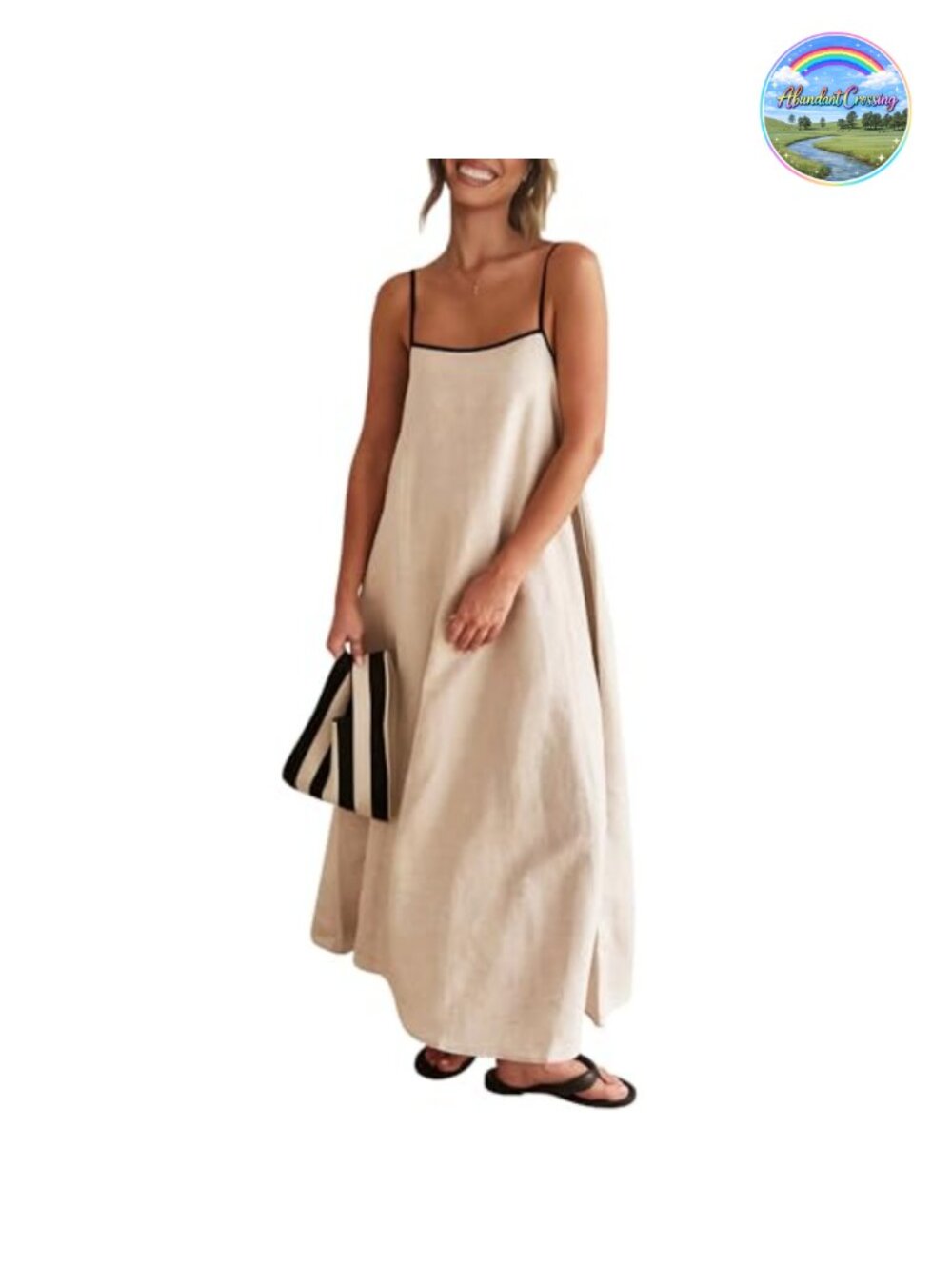 Women's Linen Maxi Dress Sleeveless Sundress with Pockets